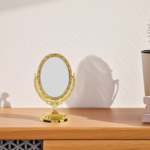OUNONA Vintage Διπλός Καθρέφτης Μακιγιάζ με Περιστρεφόμενο Σχέδιο και Οβάλ Σχήμα, 2