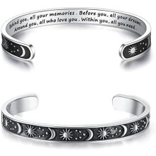 Pulseiras inspiradoras para mulheres e adolescentes, presentes personalizados para filha, neta, mãe, irmã e amigas, em aço inoxidável gravado.
