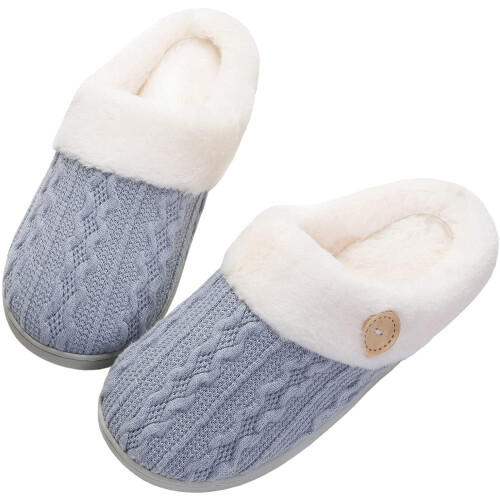 Γυναικείες παντόφλες Fuzzy Slip-on, μαλακές, άνετες, βελούδινες χειμωνιάτικες πλεκτές