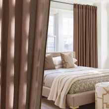 Gold Brown Linen Blend Curtains 96" L 2 Panels