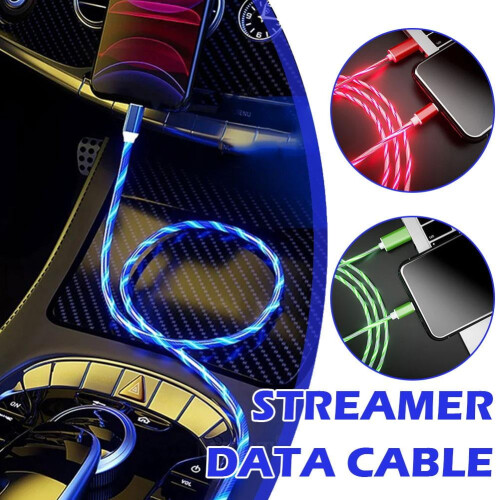 Salg! Android/TypeC hurtigladekabel LED lysende glød flytende USB-kabel fargerik  P1U5 2