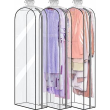 Housses à vêtements transparentes à soufflet de 25 cm pour suspendre les vêtements ; housses pour robes de 152 cm pour manteaux de fourrure