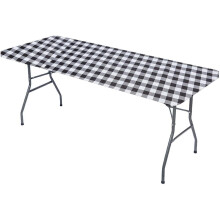 Sort og hvid gingham PVC rektangulær dug 108x76 cm