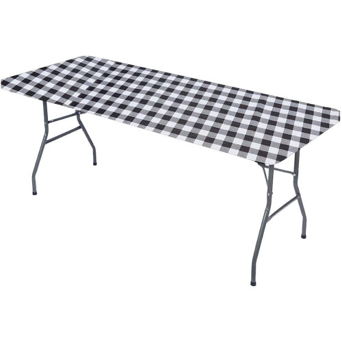 Ασπρόμαυρο ορθογώνιο τραπεζομάντιλο PVC Gingham 108x76εκ.