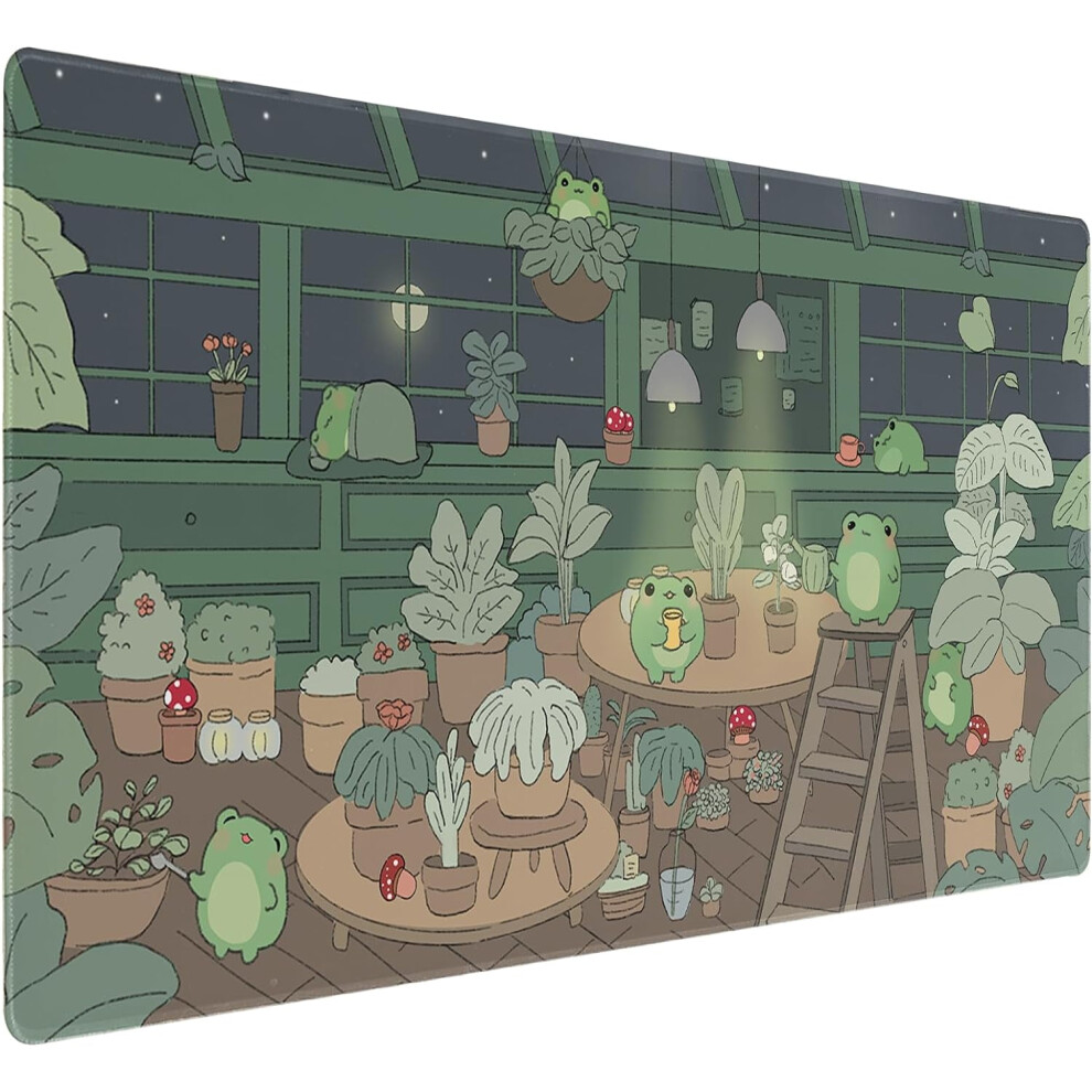 Cute Anime Frog Desk Mat Â Xxl Rubber Base Mouse Pad With Stitched Edges, Compatible With All Keyboards & Mice 9313598894656