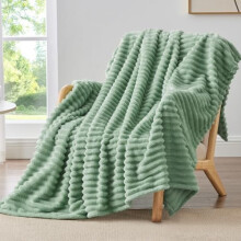 300 gsm stribet fleece tæppe 60 x 80 tommer