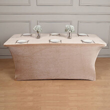 Champagnerfarbene Samt-Tischdecke, 72" x 30"