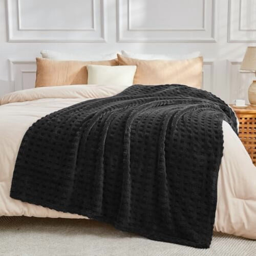 King Flannel Fleece Tæppe Sort 230x280 cm