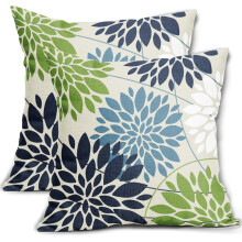 Kussenhoezen met blauwe en groene bloemenprint, 18x18 inch, 2 stuks