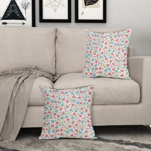 Fodere per cuscini floreali vintage, 45x45 cm, misto lino, set da 2 2