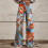 Damesbroek van polyester met print en hoge taille 1