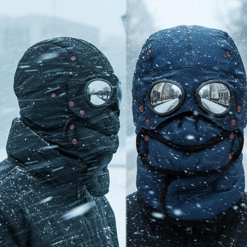 Winter Thermal Trapper Hat with Goggles, Windproof Lining 1
