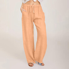 Spodnie damskie HERESOM Lounge Pants z bawełny i lnu, szerokie nogawki, lekkie, letnie, luźne, swobodne, z kieszeniami, rozmiar S-4XL