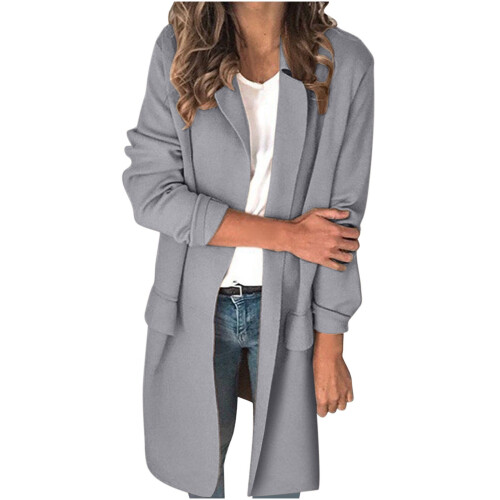 Damen-Cardigan, Herbst/Winter, Langarm, Unifarben, Bluse, Pullover, Mantel