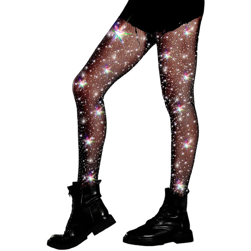 Γυναικεία διχτυωτά καλσόν Rdhnmea με λαμπερά glitter, γυαλιστερά ψηλόμεσα καλσόν με 2