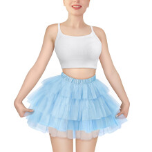 Littleforbig Damen Mesh-Tüll Petticoat Tutu Ballett Bubble Short Ballerina Rock 3XL Blau