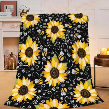 Couverture Tournesol 127 x 102 cm – Plaid ultra doux et moelleux pour femmes, filles et enfants – Cadeau en flanelle polaire chaude, compatible