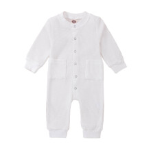 Liquidación de ropa para bebés, niños y niñas, mono de invierno de manga larga, color liso, acanalado, para recién nacidos, con bolsillo, ropa