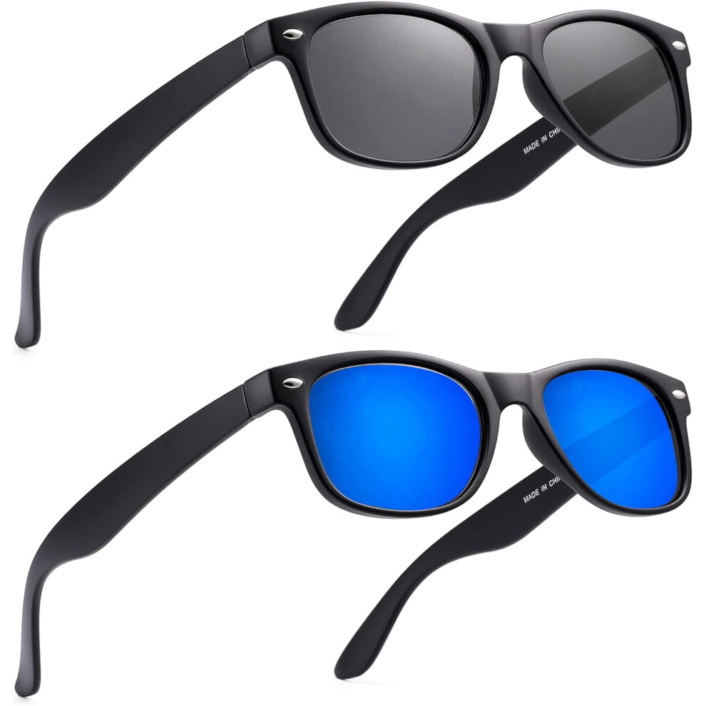 2 Pack Reader Sunglasses for Men Women Classic Rectangle Reading Glasses Outdoor Full Lenses Magnifying Eyewear UV Protection Bright Brown +1.5