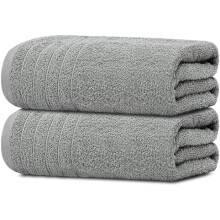 2 Extra Large Bath Sheets 35x70", 100% Cotton, Quick-Dry, Super Soft & Absorbent, Cool Grey