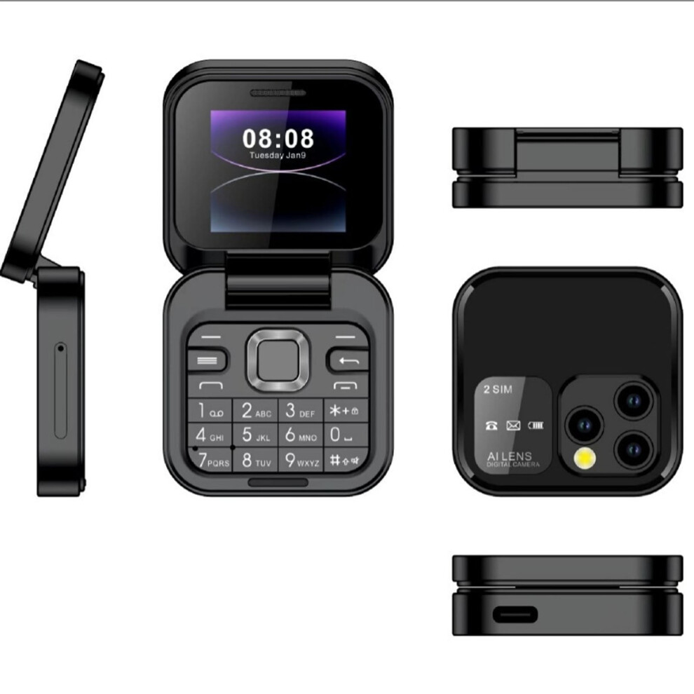 2025 Mini Flip Mobile Phone 2 Sim Card Small Display Foldable Cell Phone Unlocked Flip Phone 2G Flip Cell Phone For Seniors 9448990357307