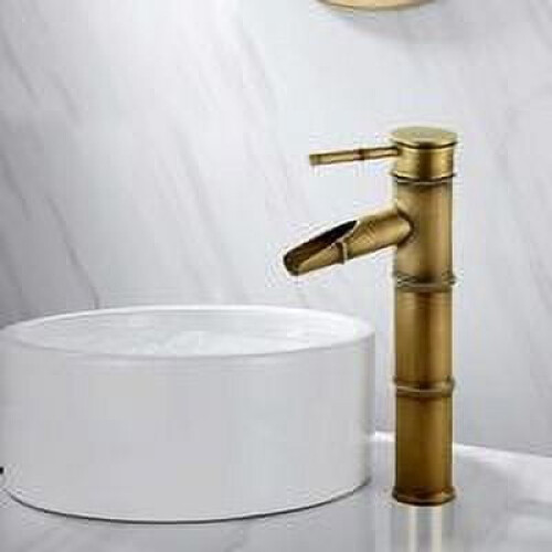 Bamboo-Shaped Basin Mixer with Brushed Brass Finish 2