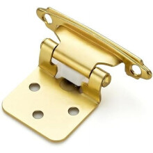 Lot de 10 charnières de recouvrement de 1/2 po pour armoires, semi-dissimulées à fermeture automatique, laiton satiné, avec butées –