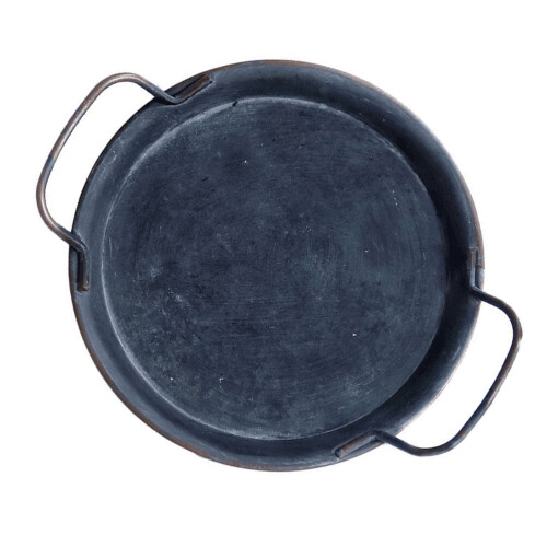 Bandeja retangular de ferro prateado para servir, 24 x 20 cm