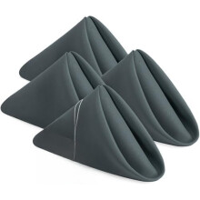 [Lot de 24, Gris] Serviettes de table en tissu 50 x 50 cm, 100 % polyester, bords ourlés, lavables et réutilisables. Idéales pour les fêtes, les