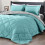 Queen Comforter Set Turquoise Grey 3-Piece 1
