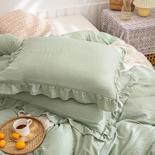 Housses de coussin Ă volants vert sauge, format queen, 51 x 76 cm, lot de 2