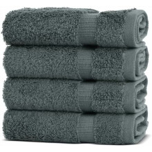 | Serviettes turques premium 100 % coton, qualité hôtel et spa | Douces et absorbantes (lot de 4 gants de toilette, gris foncé)