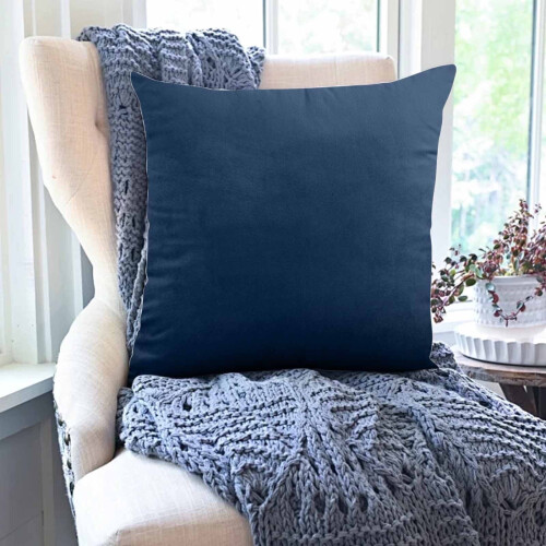 Housse de coussin décorative en velours bleu 40 x 40 cm 1