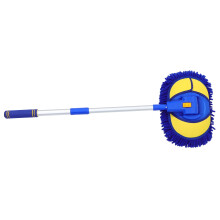 Balai de lavage auto avec brosse chenille douce et manche télescopique long bleu