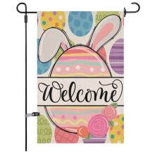 Bandiere da giardino, uova di Pasqua con coniglietto, 30x45 cm, reversibili, per decorazioni pasquali in giardino e all'aperto.