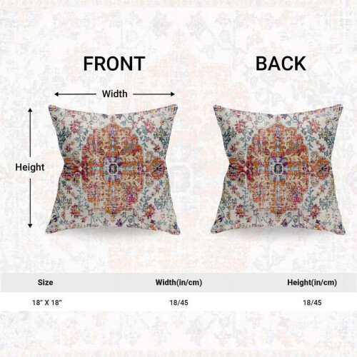 Μαξιλαροθήκες Boho 18x18, Σετ 2 τεμαχίων, Πορτοκαλί & Μπλε Λινά Διακοσμητικά Καλύμματα 2