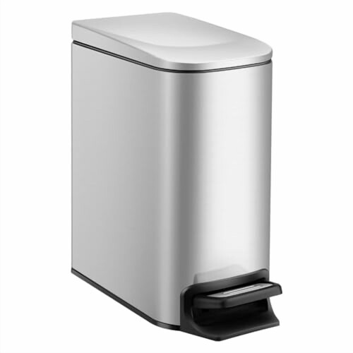Stainless Steel Trash Can with Lid 6L Silver