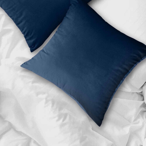 Housse de coussin décorative en velours bleu 40 x 40 cm 2