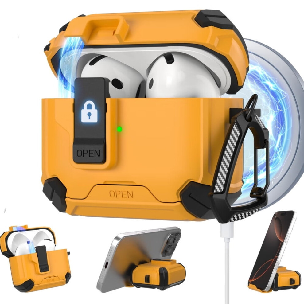 Compatible With Airpods 4 Case Cover 2024 Â Magsafe, Auto-Lock, Protective Bracket For Airpods 4Th Gen 9448990360543