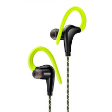 Mic FONGE S760 Wired Waterproof Earphones Ear Hook Earbuds Stereo Super Bass Headphones Sport Headset With Mic Green