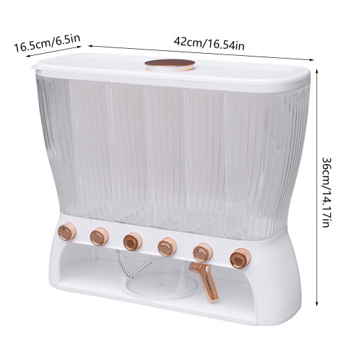 Til køkkenopbevaringsdispenser til morgenmad, dispenser til tørfoder med seks gitter og risbeholder 1
