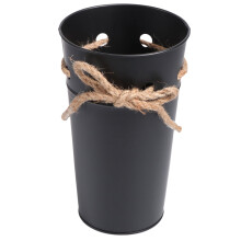Lot de 1 seau à fleurs rond en métal noir pour Noël, 30 cm de diamètre