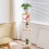 Round Side Table Iron Frame Plastic Top White 3