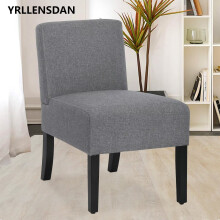 Chaise de salle à manger rembourrée, pieds en bois massif gris