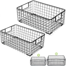 2 Pack Wire Storage Baskets with Handles, Metal Organizer Basket Bins for Home, Office, Nursery, Laundry Shelves Organizer