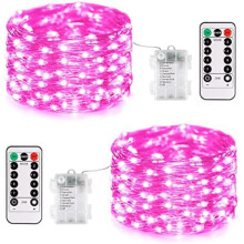 Confezione da 2 lucine decorative bianco caldo, 200 LED, 20 metri, a batteria