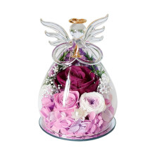 Rose préservée sous cloche en verre Angel – 15 cm