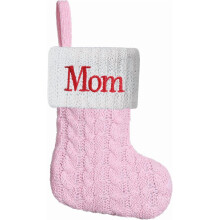 Kleiner grüner Strickstrumpf, 8,5 Zoll, mit gesticktem Initialen-Monogramm, Weihnachtsschmuck für den Kamin – Kompatibel mit A–Z