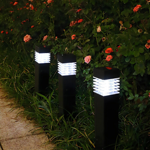Solcelledrevne LED-landskabslamper med temperatursensor, 4-pak