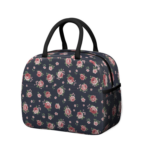 Blommig isolerad lunchväska – läckagesäker, 25 cm